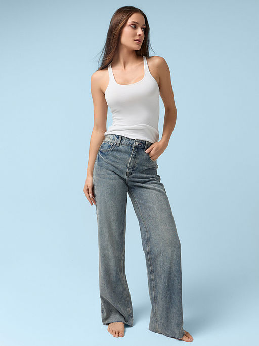 Джинсы женские wide leg синие