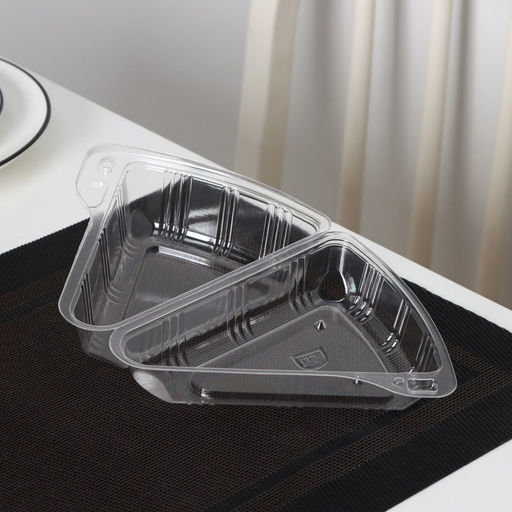 Цена за 200 шт. Контейнер для кусочка торта одноразовый, крышка, пластик, 8.5×11.5×6.5 см, прозрачный