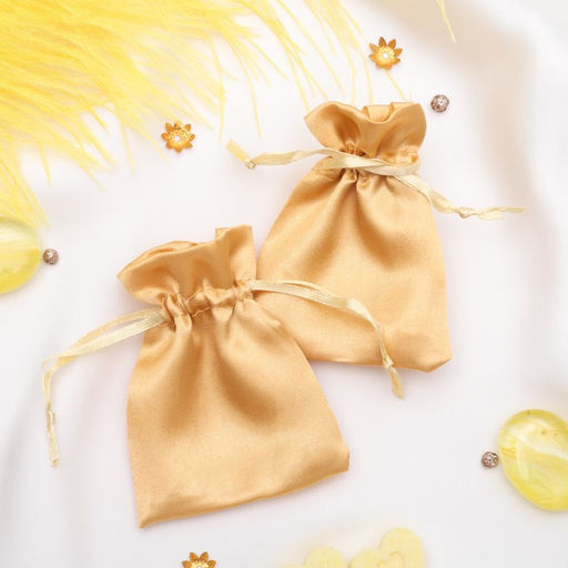Цена за 50 шт. Мешочек подарочный атласный, 7x9 см, цвет золотой - Simaland фото 2