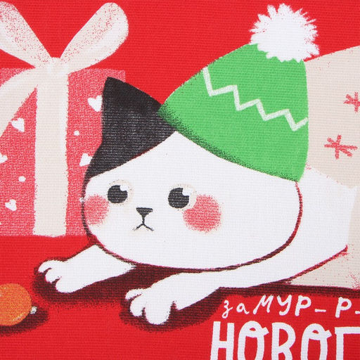 Полотенце Доляна Новогодний котик 28х46 см, 100% хл, рогожка 164 г/м2  фото 3