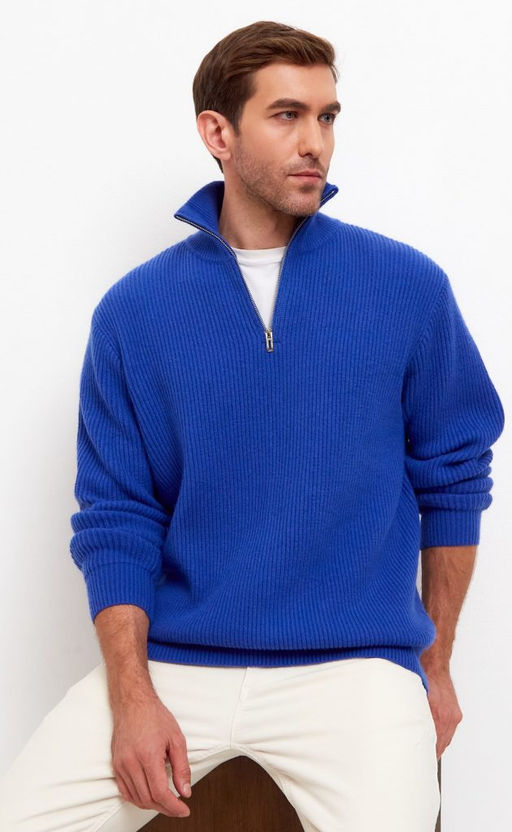 Джемпер мужской с воротом на молнии F310-0515Rus синий - Fine joyce фото 9