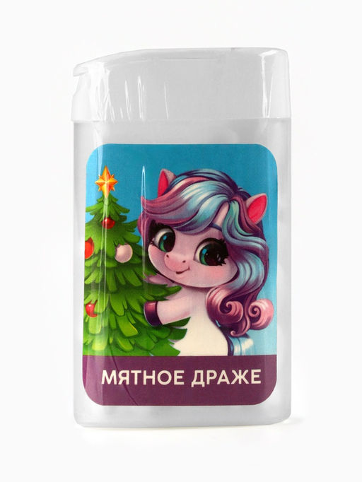 Драже новогоднее в банке тик-так Лошадка с ёлочкой, со вкусом мяты, 18 г - Фабрика счастья фото 3