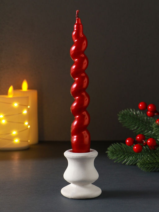 Цена за 2 шт. Свеча витая LUXURY, 25×170 мм, лакированная, красная