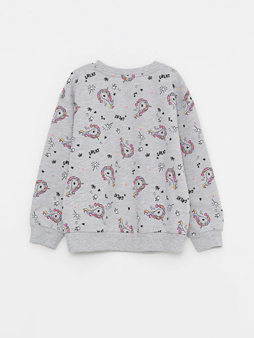 Bisiklet Yaka Bask?l? Uzun Kollu K?z ?ocuk Sweatshirt - Waikiki фото 2