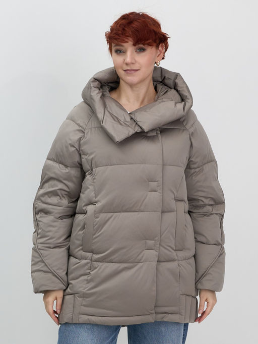 Куртка зимняя женская с капюшоном модная коричневого цвета 7651K - Visdeer фото 3