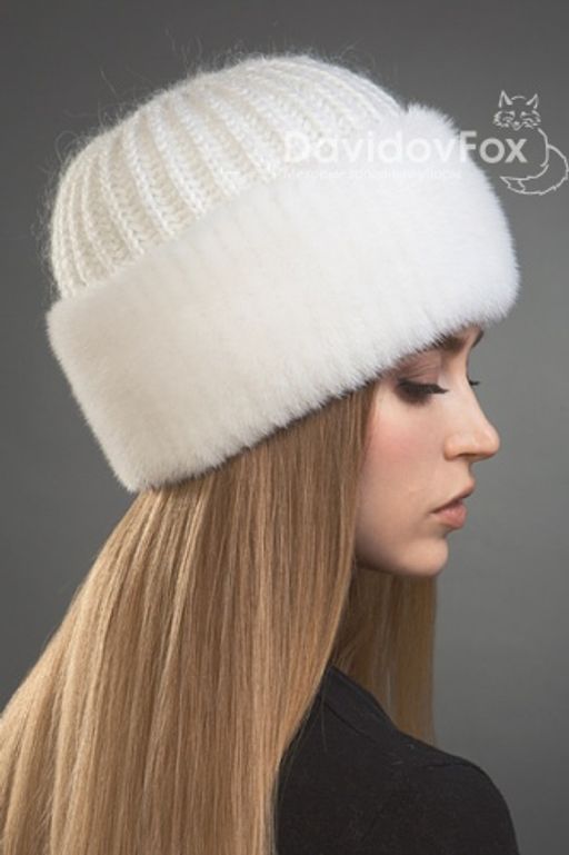 ВИДЕООБЗОР шапка Адель норка трикотаж белая