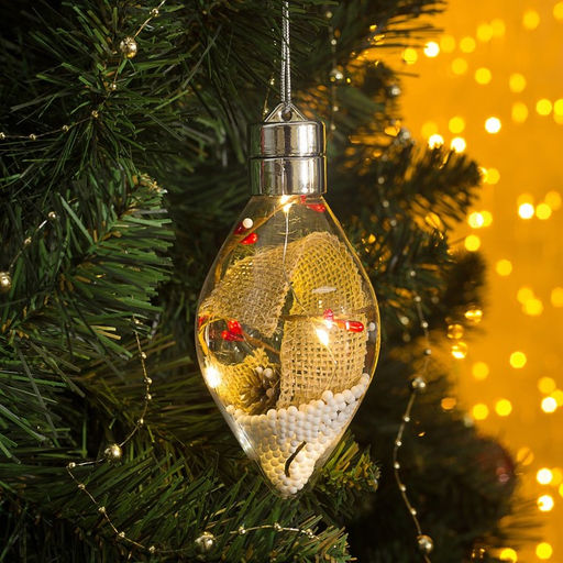 Ёлочный шар Новый год, 5 LED, от батареек, свечение тёплое белое