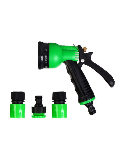 Набор для полива: пистолет-распылитель, коннектор 1/2 (12 мм) - 2 шт., штуцер 1/2-3/4, быстросъёмный, пластик, Greengo