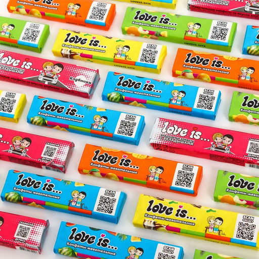 Цена за 60 шт. Жевательные конфеты Love is, ассорти, 20 г