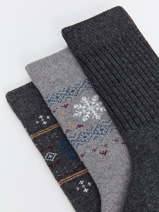 Desenli Y?n Kar???ml? Erkek Soket ?orap 3l?