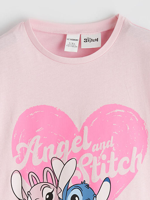 Stitch ve Angel Bask?l? K?z ?ocuk Ti??rt ve ?ort