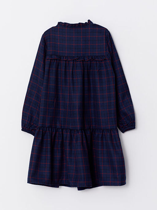 Hakim Yaka Ekose Uzun Kollu K?z ?ocuk Elbise