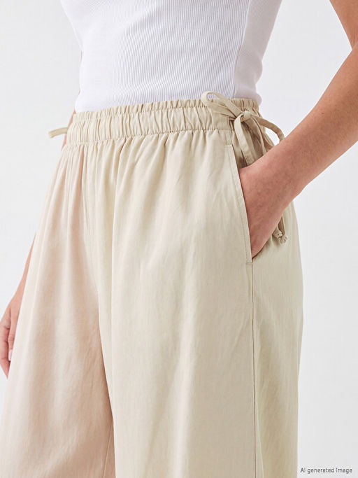 Beli Lastikli Wideleg Kad?n Jean Pantolon