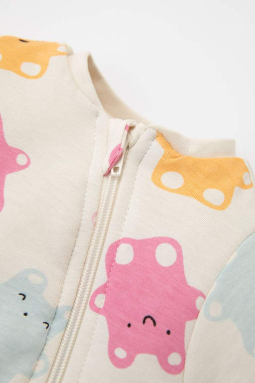 Комбинезон из чесаного хлопка с длинными рукавами и рисунком из волокнистого волокна 1,6 для маленьких девочек - Defacto фото 2