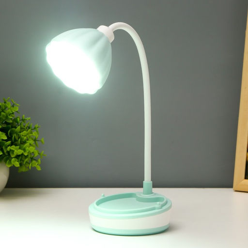 Настольная лампа «Лайни» LEd=2 Вт USB АКБ зелёный 10.5×10.5×37 см RISALUX