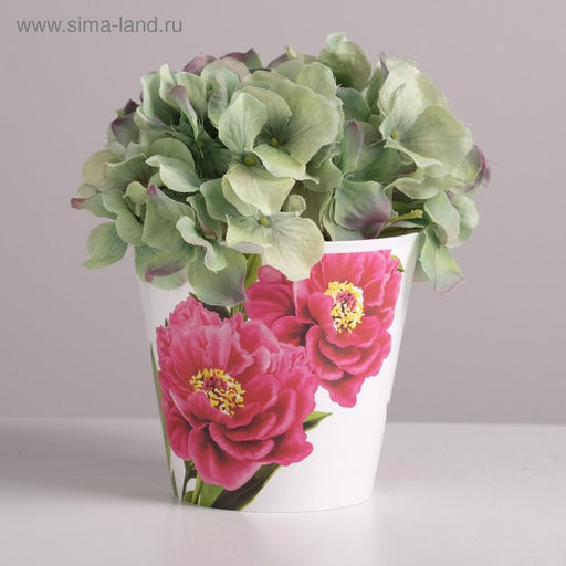 Кашпо для цветов Пионы, 800 мл, d=12 см, h=11 см, пластиковое - Дарите счастье фото 4