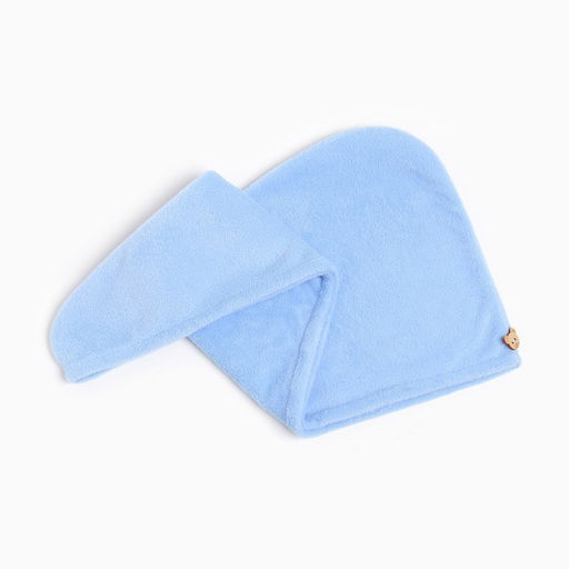 Полотенце-чалма для сушки волос Этель цвет голубой, 65*25 см, 100% п/э  фото 3