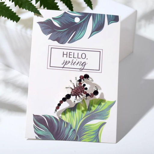 Брошь «Скорпион», цвет розово-фиолетовый в черненом серебре