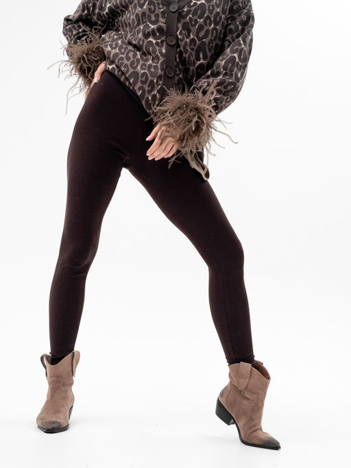 леггинсы из хлопка с добавлением лайкры,темно-коричневые - Binita фото 4