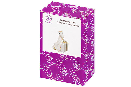 Фигурка декоративная 5,5*4,5*7 см Лошадь с подарком белая с золотом, фарфор - Elan gallery фото 6