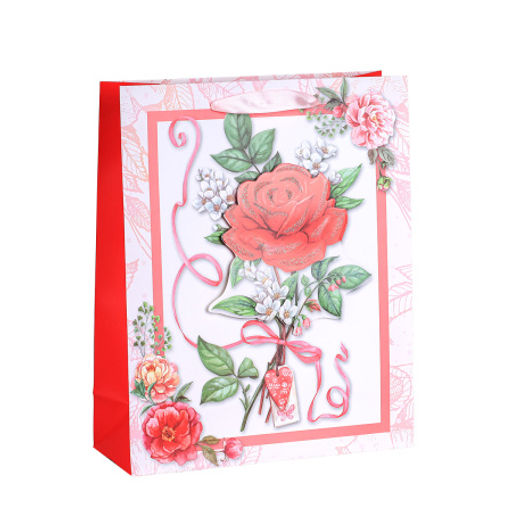 Цена за 12 шт. Пакет подарочный 32x26x10 / 1199M /уп 12/480/Цветы - Галеонтрейд фото 3