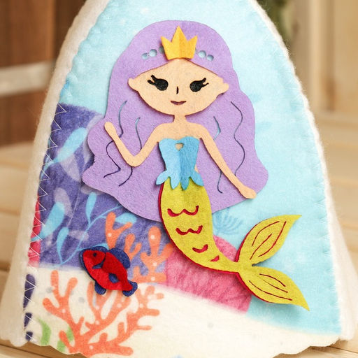 Шапка для бани детская с аппликацией русалочки Лилак, войлок - Simaland фото 2