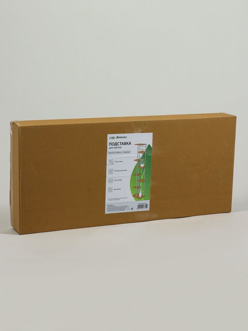 Подставка для цветов Greengo, 8 полок, 36×23×136 см, напольная, каркас металл, полки МДФ, белая