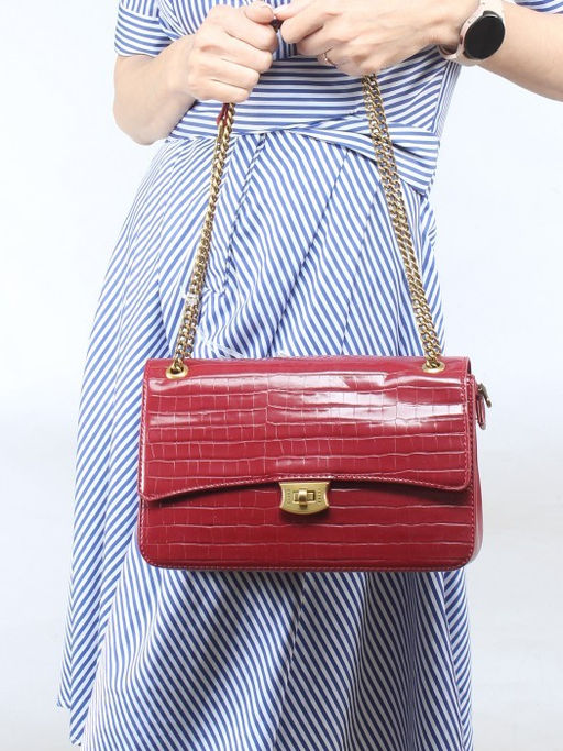 Сумка женская искусственная кожа DJ-7002-2-DARK BORDEAUX, 2отд, плечевой ремень (цепочка), бордо SALE 255999 - Adelia фото 10