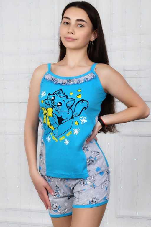 Арт. 8235 Пижама с шортами 38-44 (4 шт) Цвет:верх-розовый, низ-розовый - Калинка фото 5