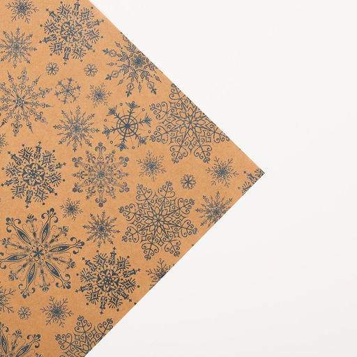 Цена за 10 шт. Бумага упаковочная бурый крафт «Снежинки», 50×70 см