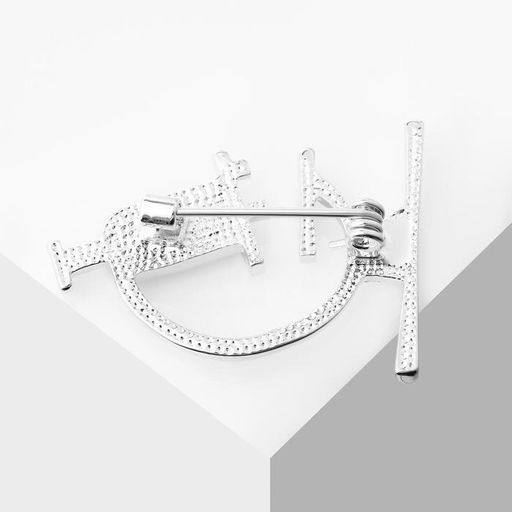 Брошь «Микроскоп», цвет чёрно-белый в серебре