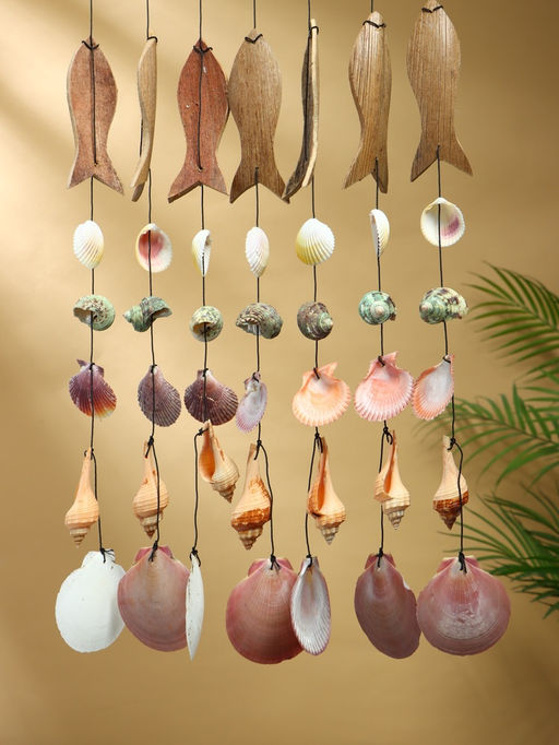 Музыка ветра «Рыбацкое судно», 35×3×103 см, дерево, ракушка