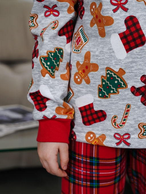 Пижама  унисекс детская футер 2-х нитка набивной начес (хлопок 100%) арт.1087-1,красно-серая - Binita фото 8