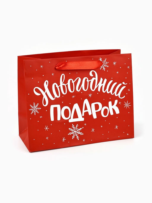Цена за 2 шт. Пакет подарочный ламинированный «Новогодний подарок», MS 23×18×10 см