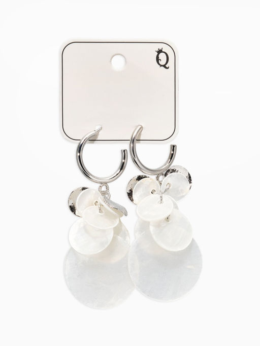 Серьги «Морской мир» чешуя, белые в серебре