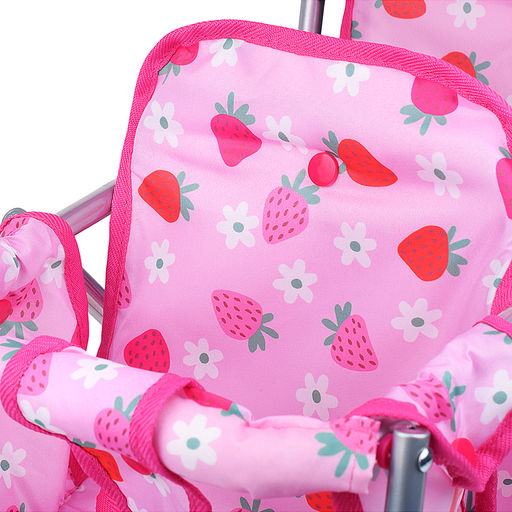 Коляска для кукол, для двойни, металлическая, складная, цвет клубнички на розовом