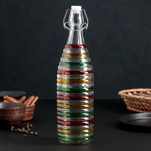 Бутыль для соусов и масла «Галерея», 1 л, 8,5×32 см, с бугельным замком, цвет МИКС