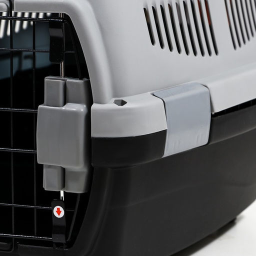 Переноска для животных с откидной прозрачной крышей 48х33х29,5 см, серая - Пижон фото 5