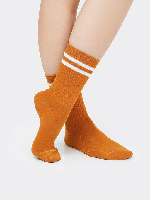 Цена за 5 пар! Женские высокие носки в расцветке кэмел с белыми полосками - Mark formelle фото 2