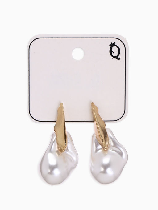 Цена за 2 шт. Серьги жемчуг "Капля борроко", цвет белый в золоте