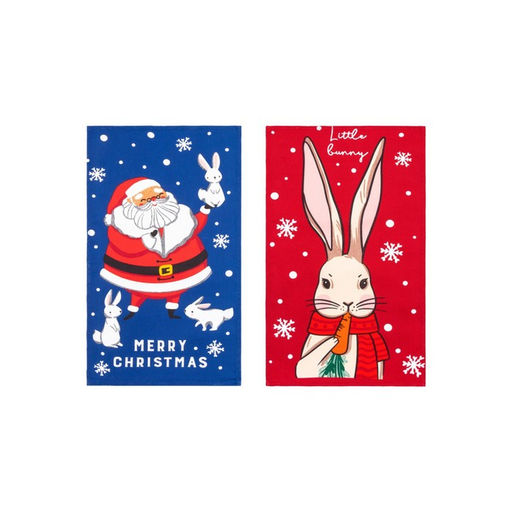 Набор кухонных полотенец Доляна Bunny & Santa 35х60 см - 2 шт., 100% хл