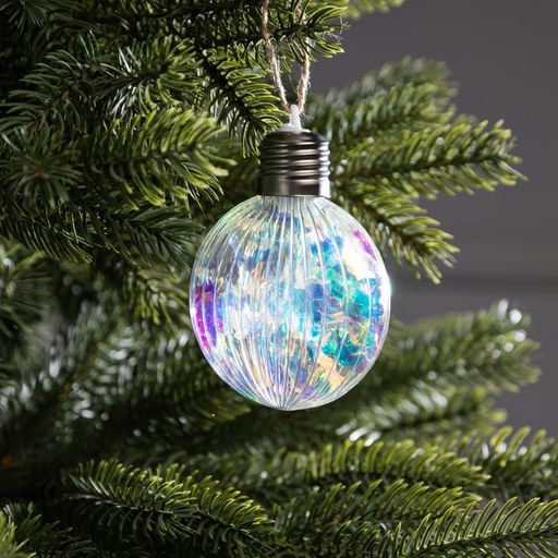 Ёлочный шар Ретро шар, 8х10.5 см, 5 LED, от батареек LR44x3, свечение тёплое белое - Luazon lighting фото 2