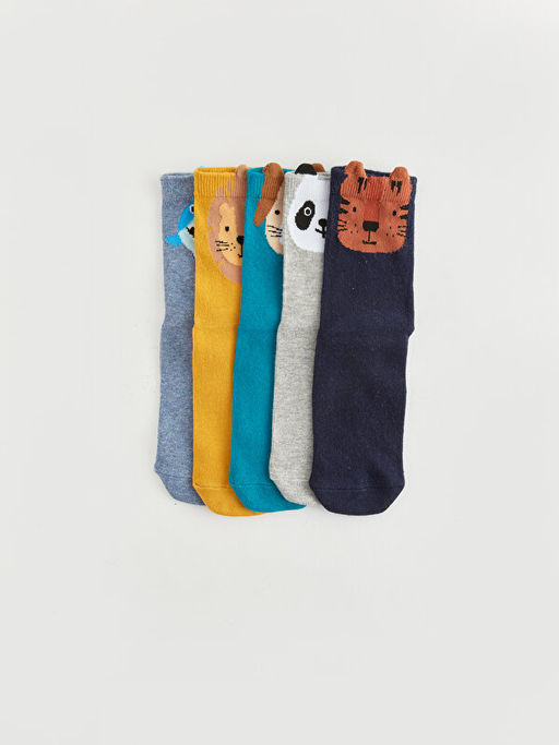 Desenli Erkek ?ocuk Soket ?orap 5li