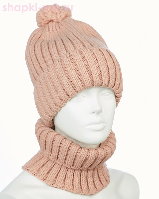 001223 F 1A Питео B Комплект женский флис (колпак+снуд) (56-58)