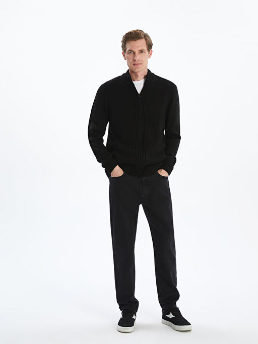 B?y?k Beden Standart Kal?p Dik Yaka Erkek Triko H?rka