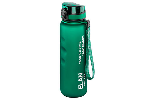 Бутылка для воды 1000 мл 7,8*7,8*28,5 см Style Matte с углубл. д/пальц, темно-зеленая, мотивац. - Elan gallery фото 20