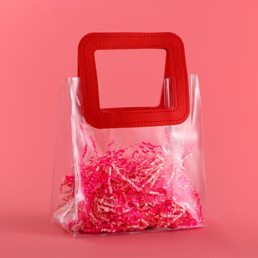 Пакет подарочный из ПВХ, красный, 20?18?10 см