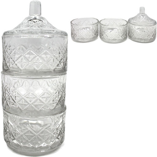 Цена за 2 шт. Ваза 3-х ярусная для меда/икры h-15см, d-7см AMELIA FH-9