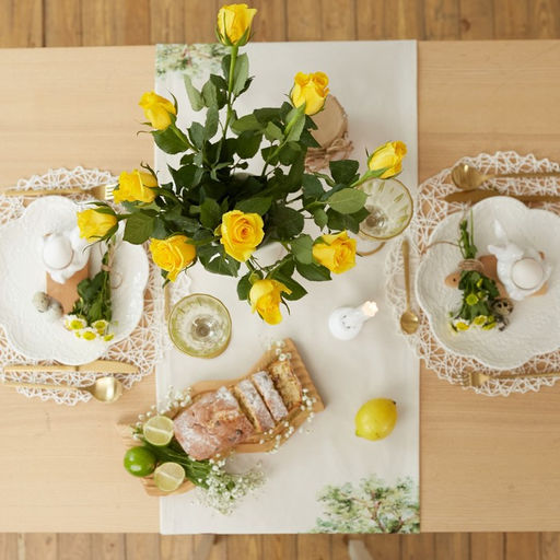 Дорожка пасхальная на стол «Этель. Кроличья ферма», 40×149 см, 100% хлопок, саржа 190 г/м², белая