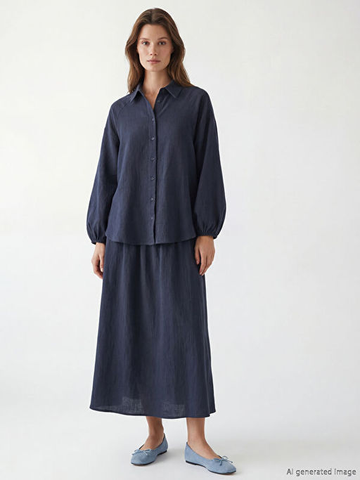 Dokulu Oversize M?slin Kad?n G?mlek Tunik